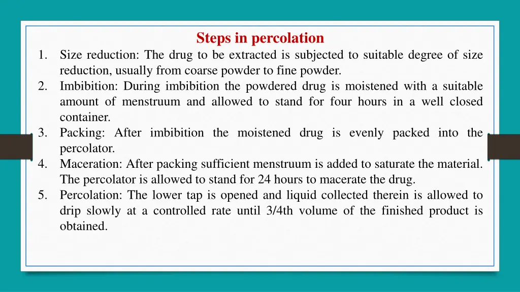 steps in percolation