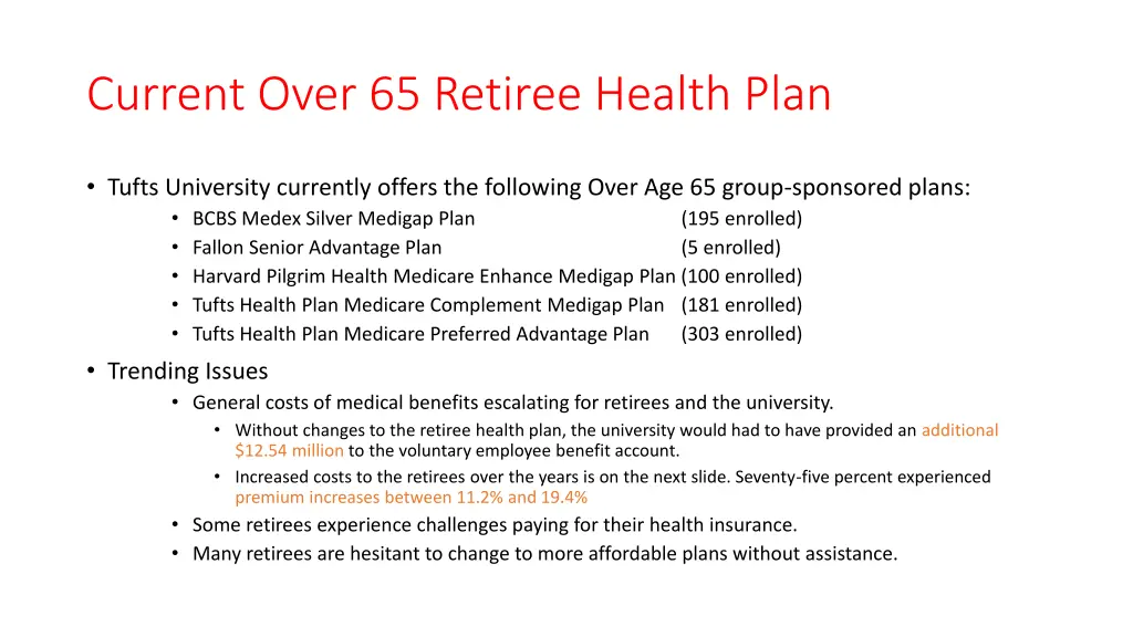 current over 65 retiree health plan