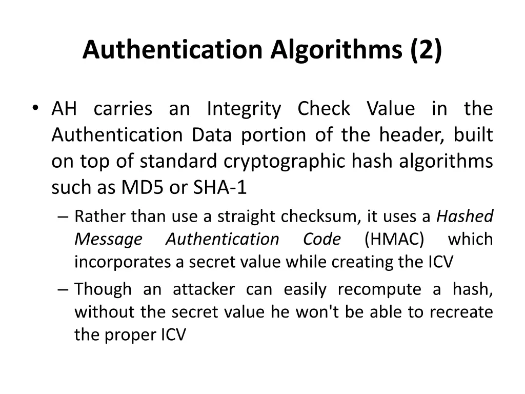 authentication algorithms 2