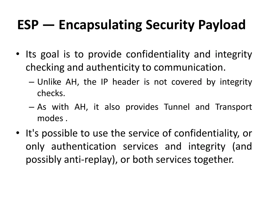 esp encapsulating security payload 1