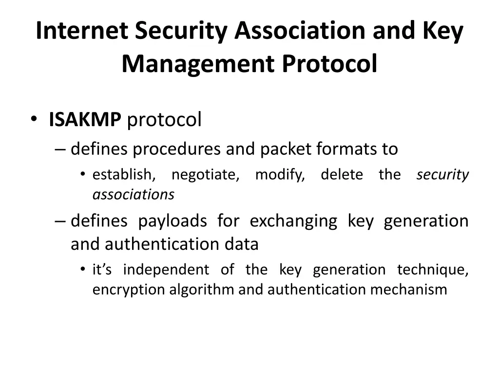 internet security association and key management