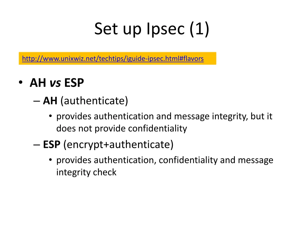 set up ipsec 1