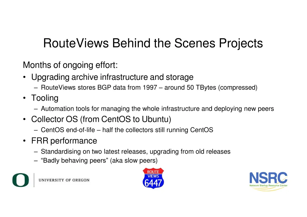 routeviews behind the scenes projects