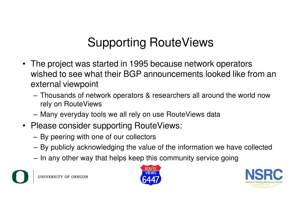 supporting routeviews