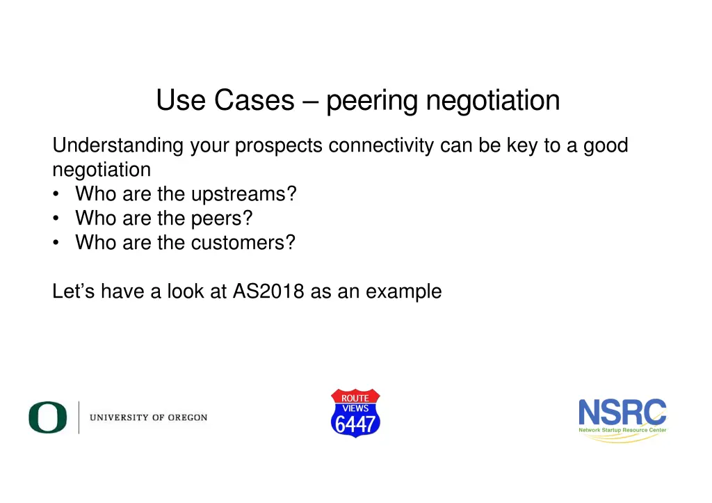use cases peering negotiation