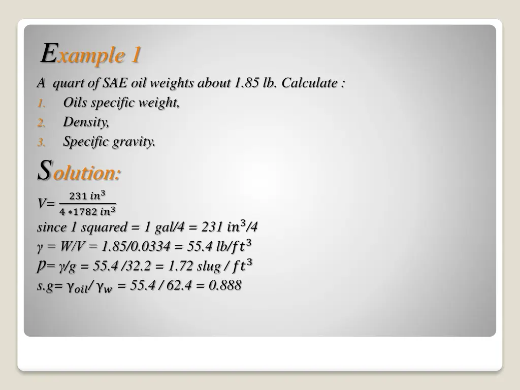 e xample 1 a quart of sae oil weights about