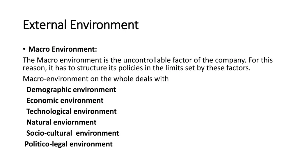 external environment external environment 1
