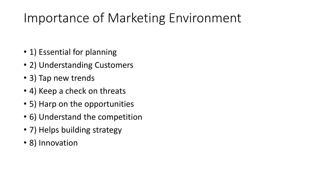 importance of marketing environment