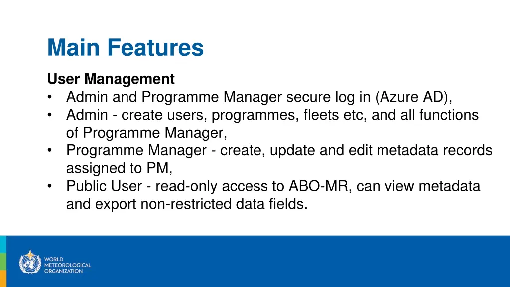main features
