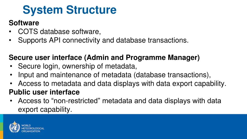 system structure software cots database software