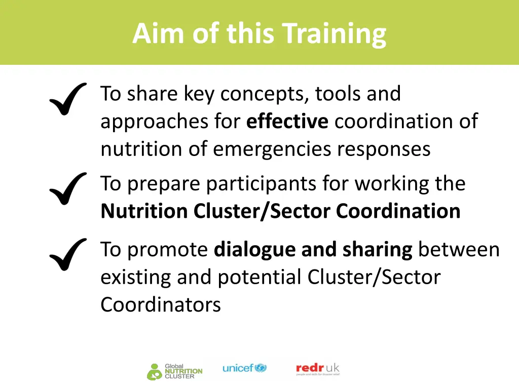 aim of this training