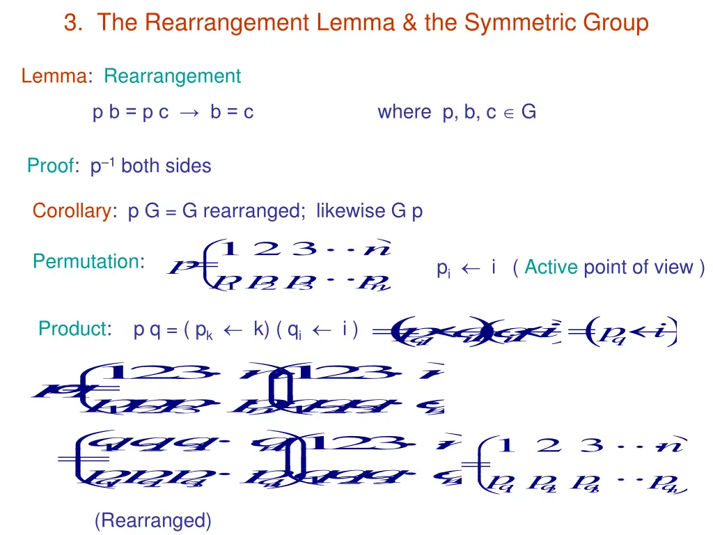 3 the rearrangement lemma the symmetric group