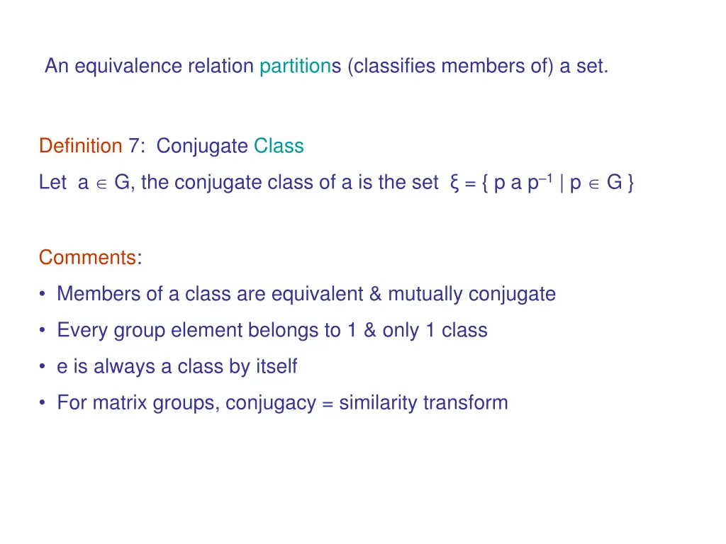 an equivalence relation partitions classifies