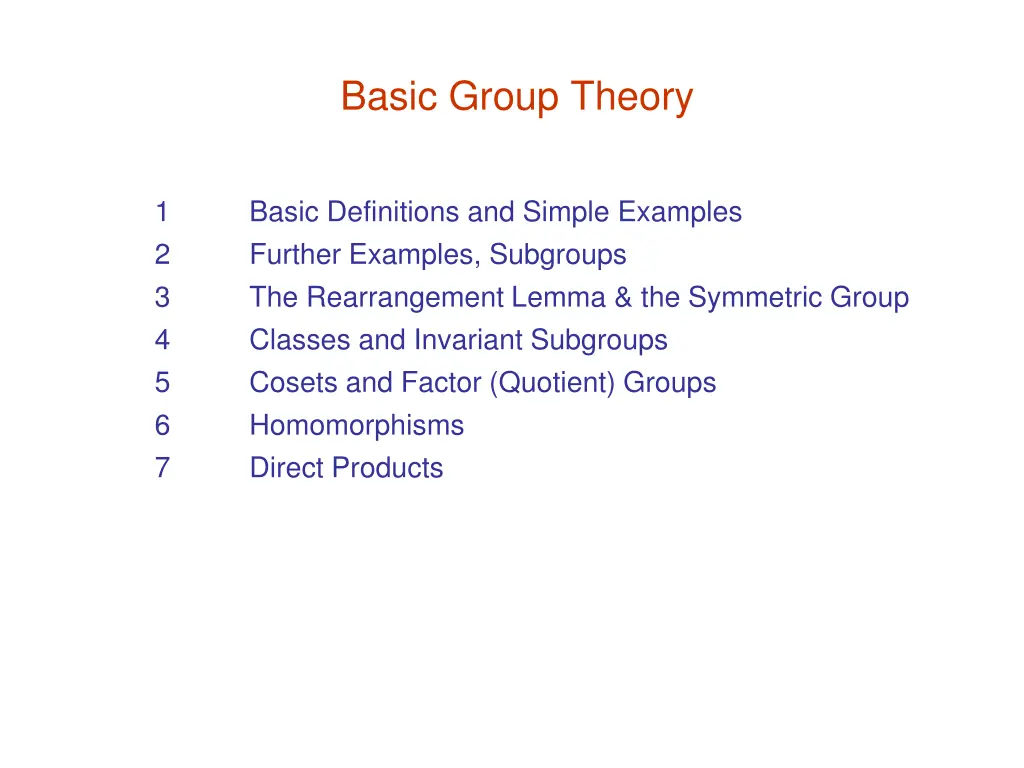 basic group theory