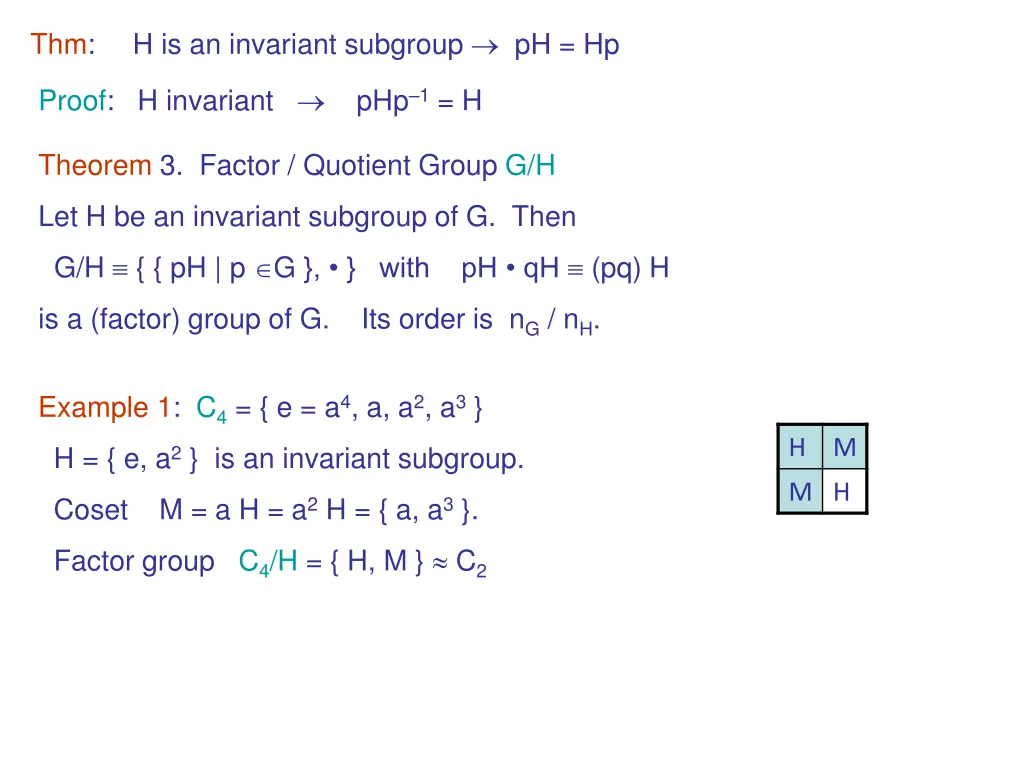thm h is an invariant subgroup ph hp