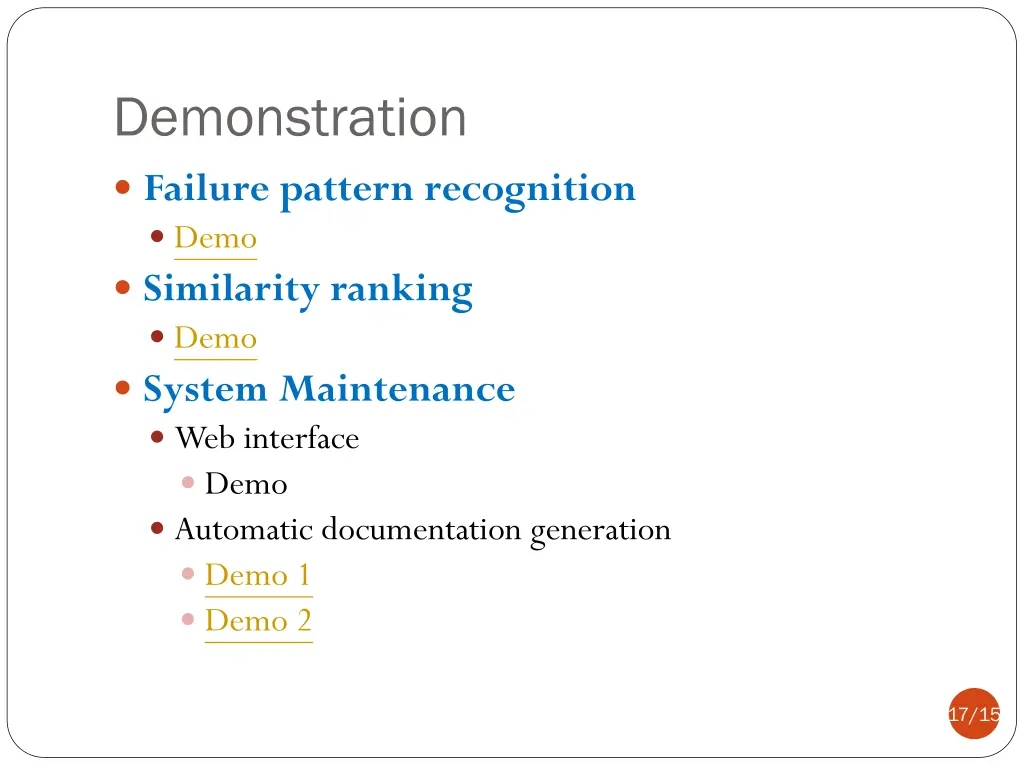 demonstration failure pattern recognition demo