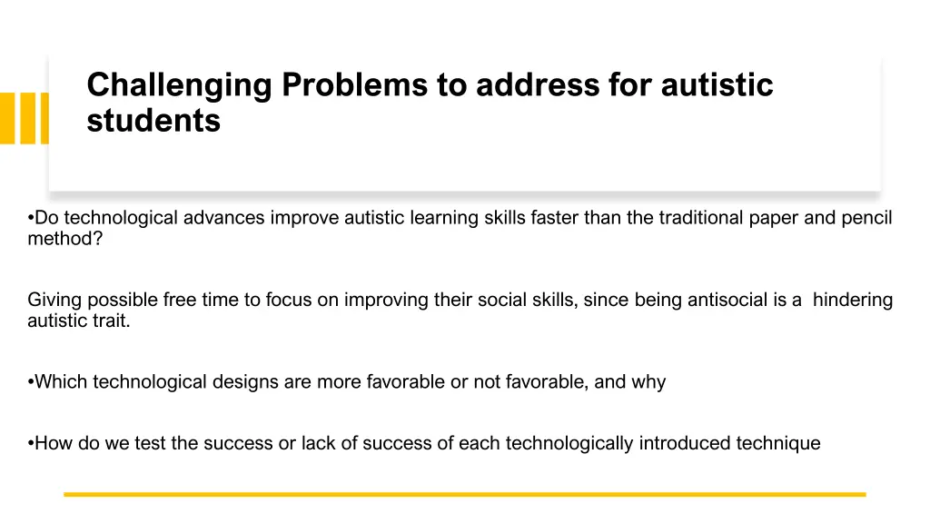 challenging problems to address for autistic