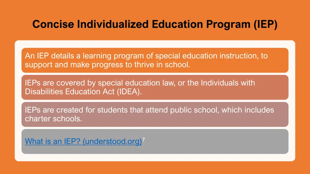 concise individualized education program iep