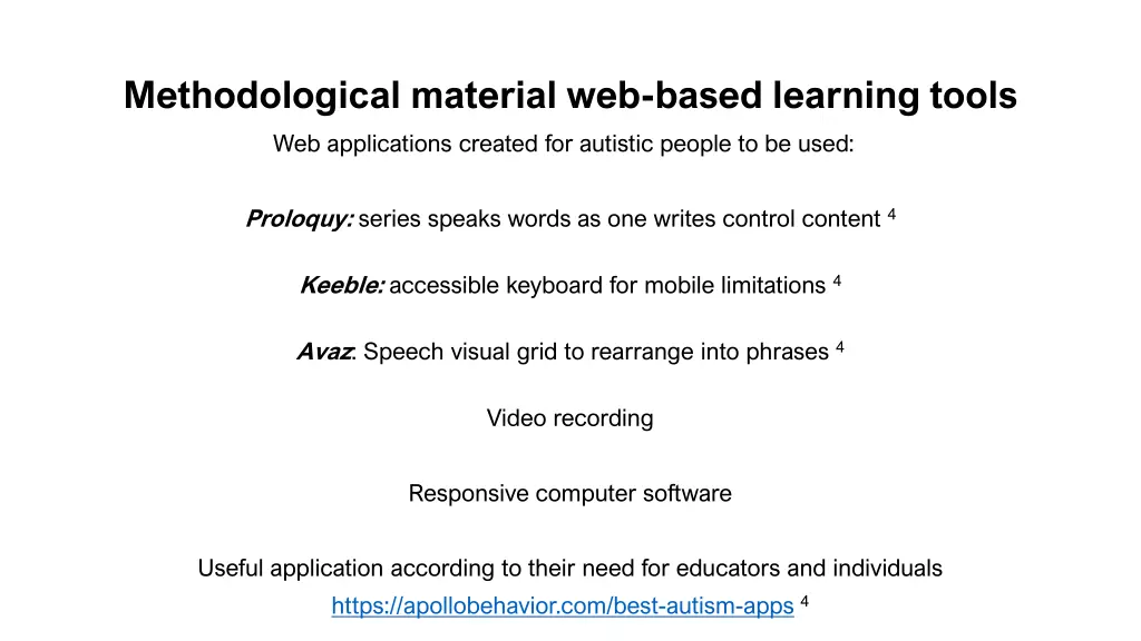 methodological material web based learning tools