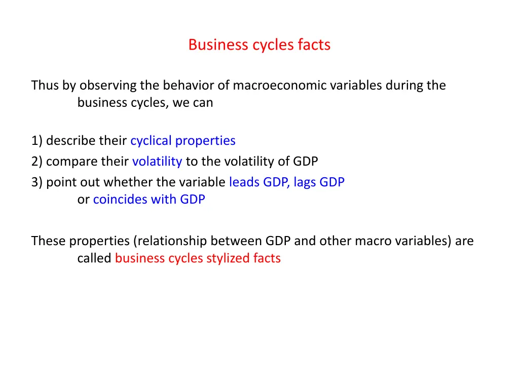 business cycles facts
