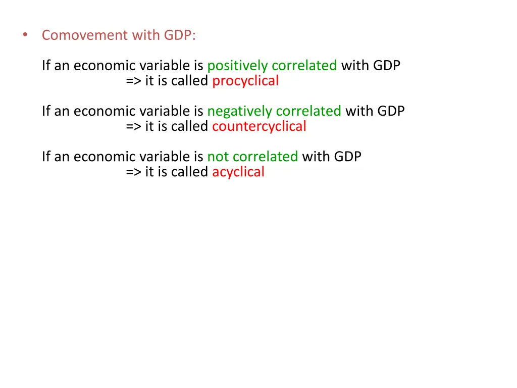 comovement with gdp
