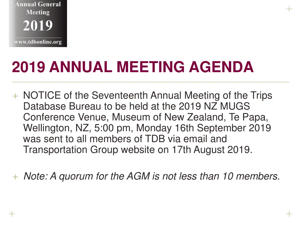 annual general meeting 2019 www tdbonline org 1
