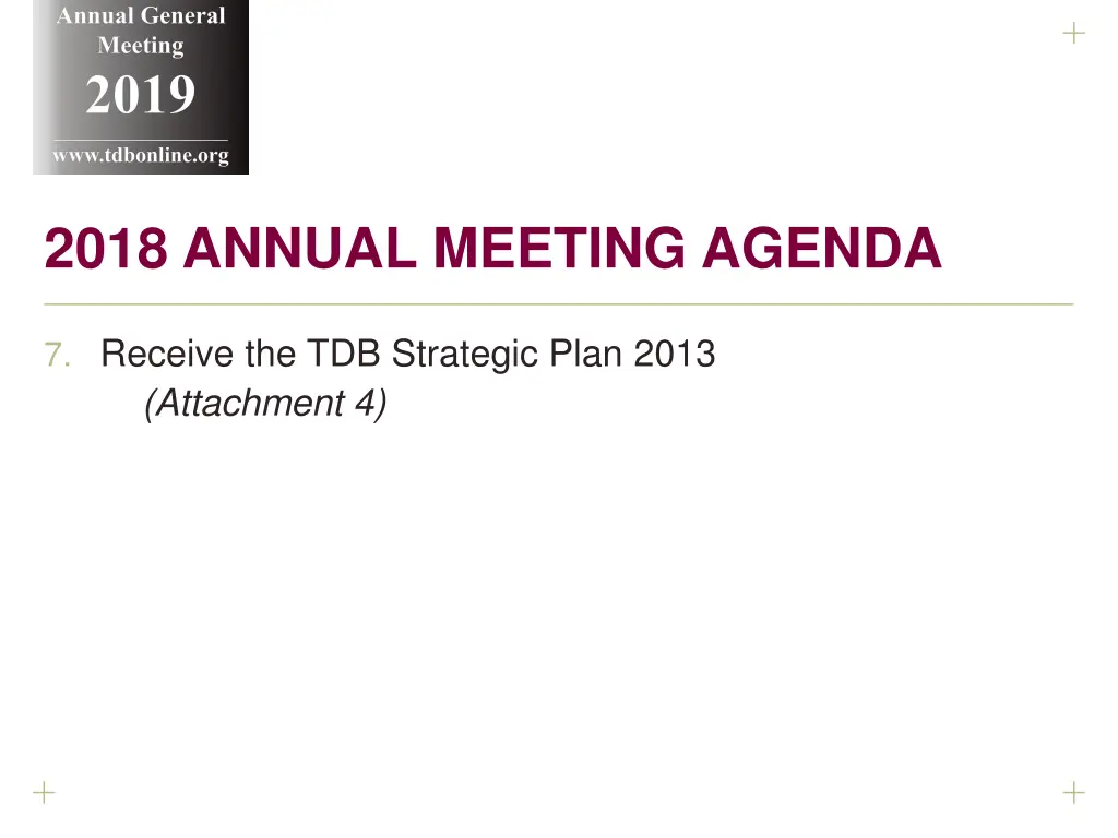 annual general meeting 2019 www tdbonline org 18