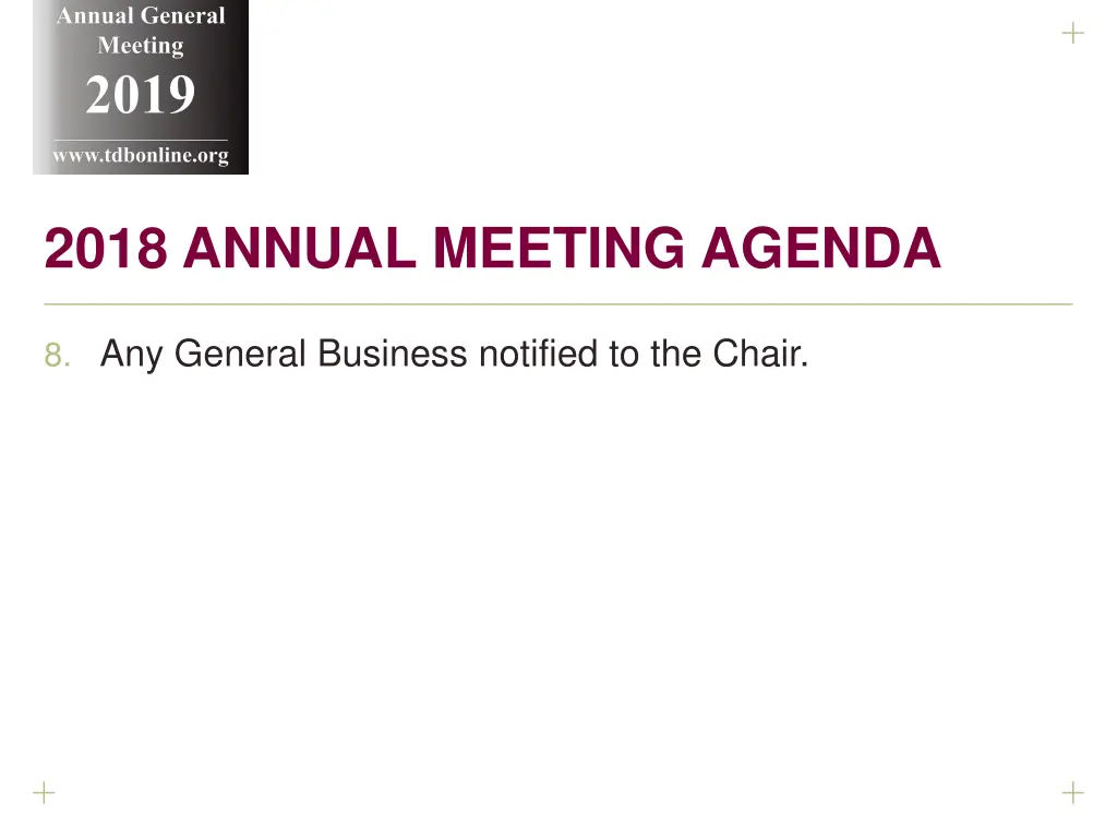 annual general meeting 2019 www tdbonline org 20