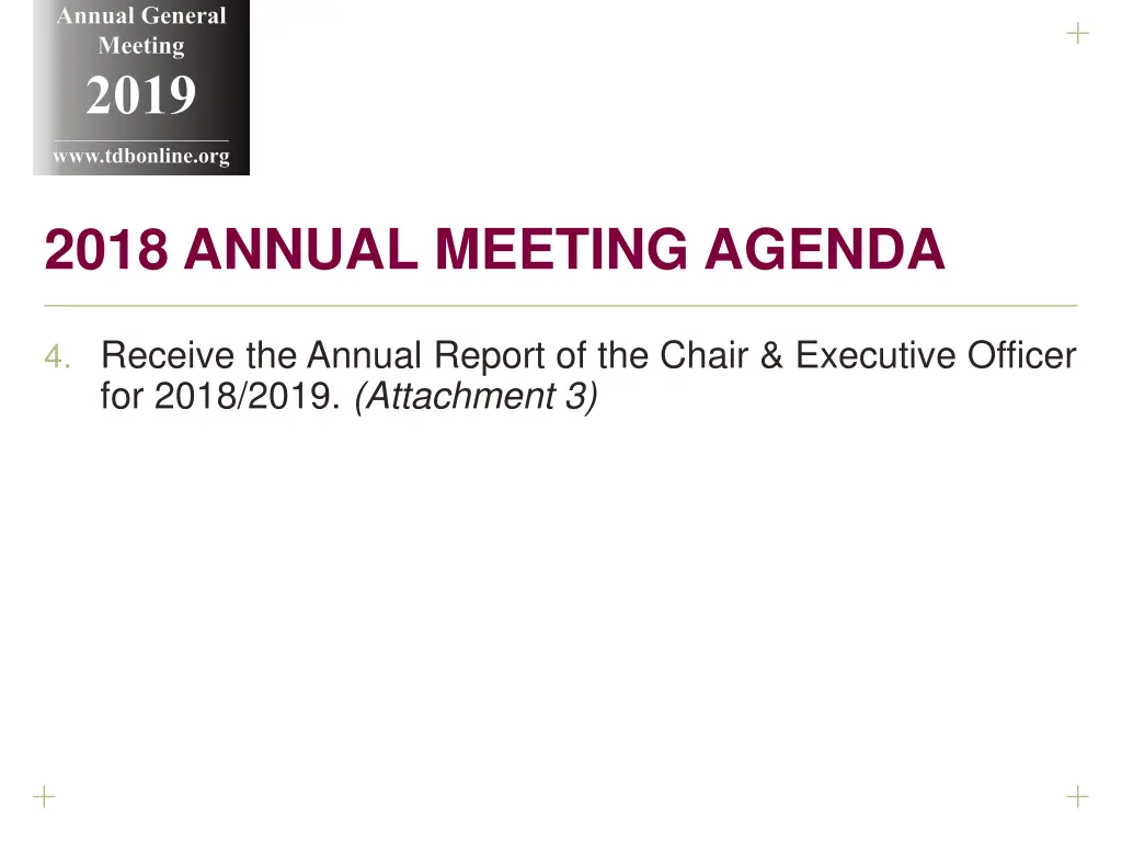 annual general meeting 2019 www tdbonline org 8