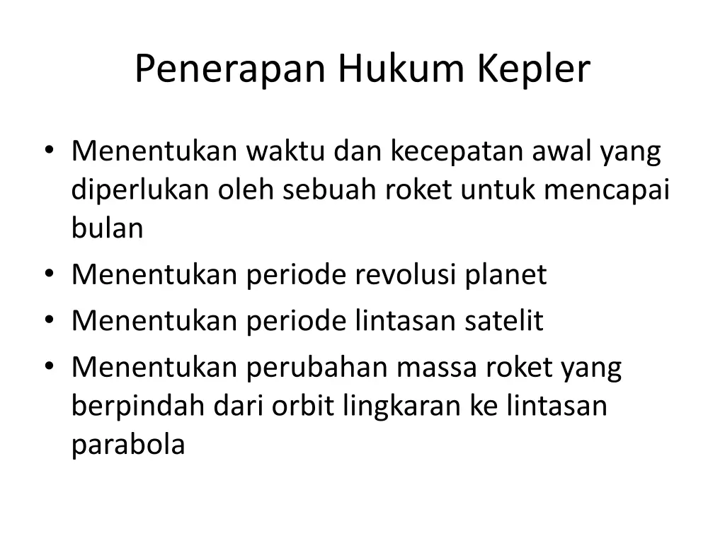 penerapan hukum kepler