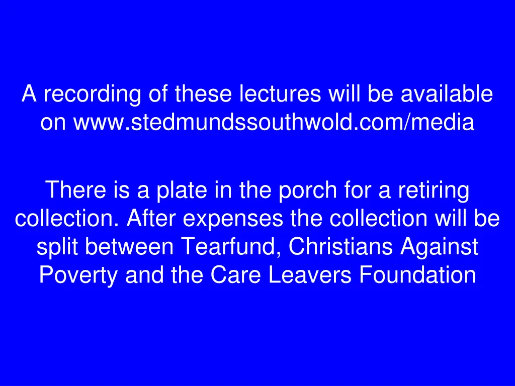 a recording of these lectures will be available