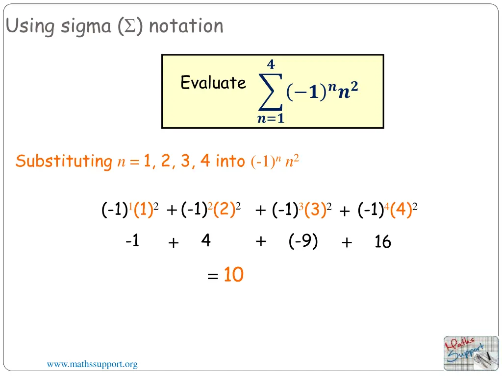 using sigma notation 3