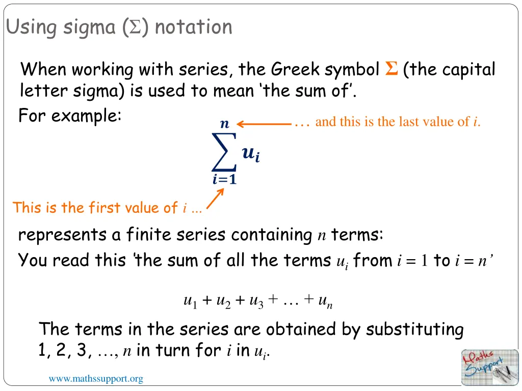 using sigma notation