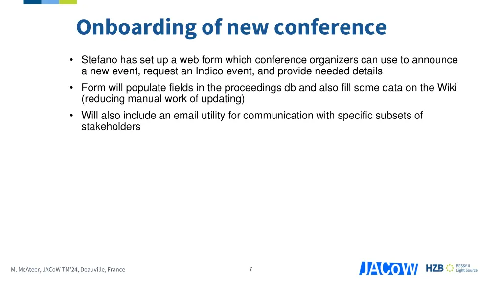 onboarding of new conference
