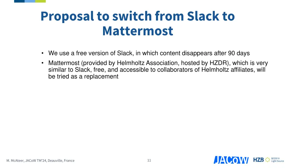 proposal to switch from slack to mattermost