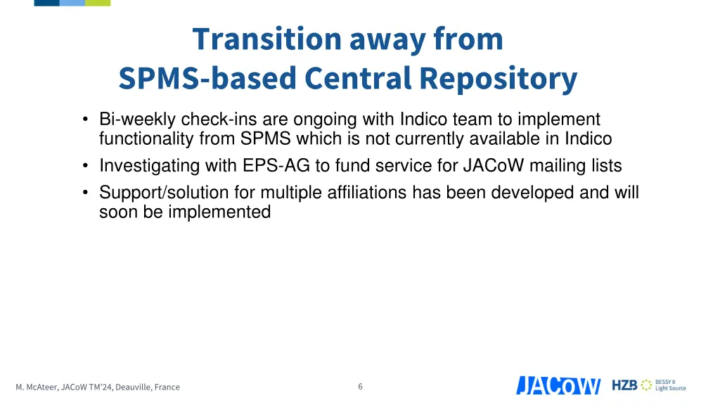 transition away from spms based central repository