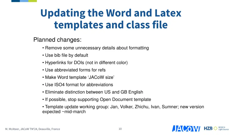 updating the word and latex templates and class