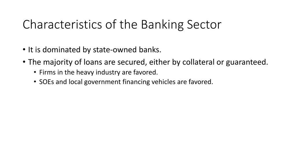 characteristics of the banking sector