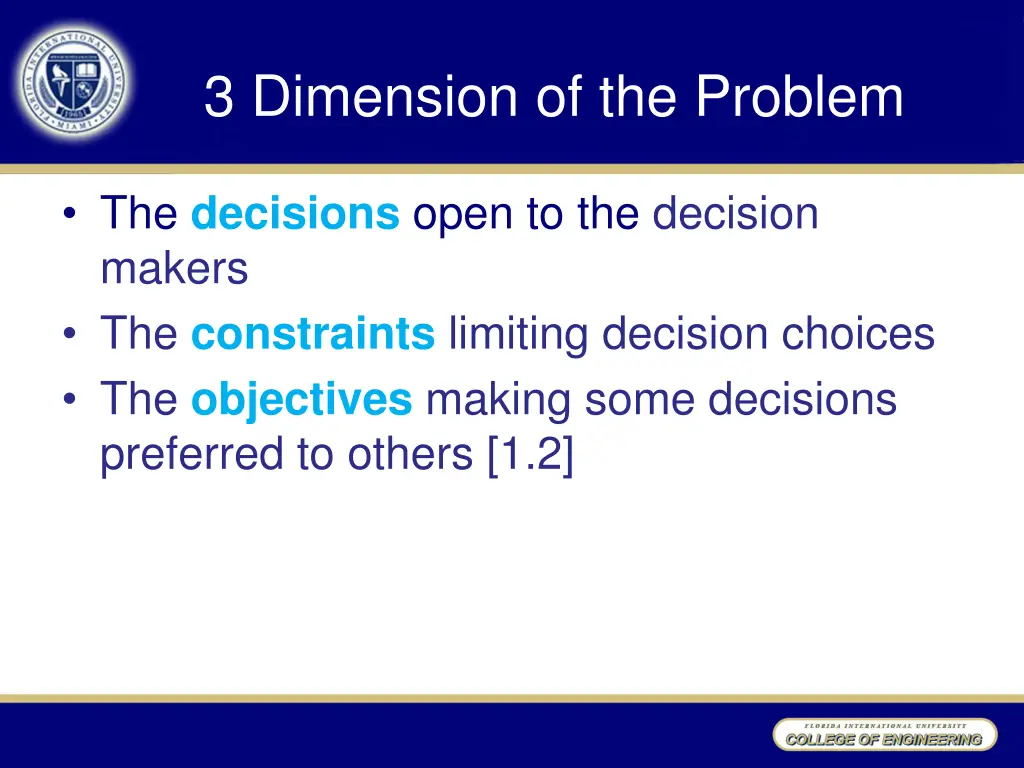 3 dimension of the problem