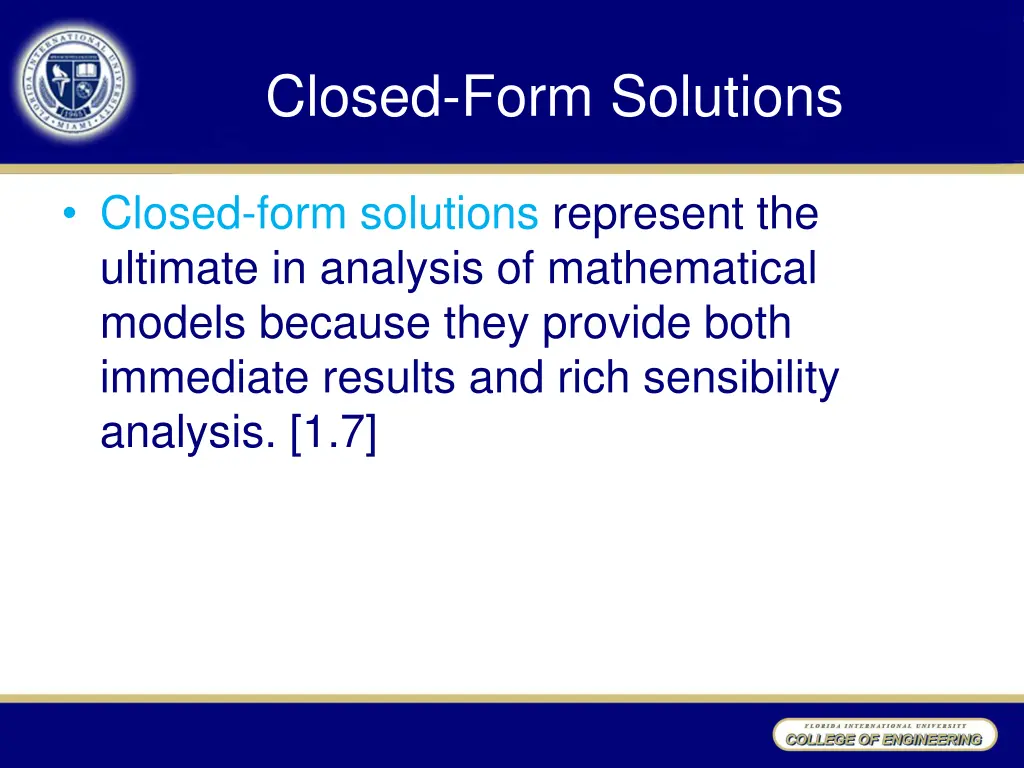 closed form solutions