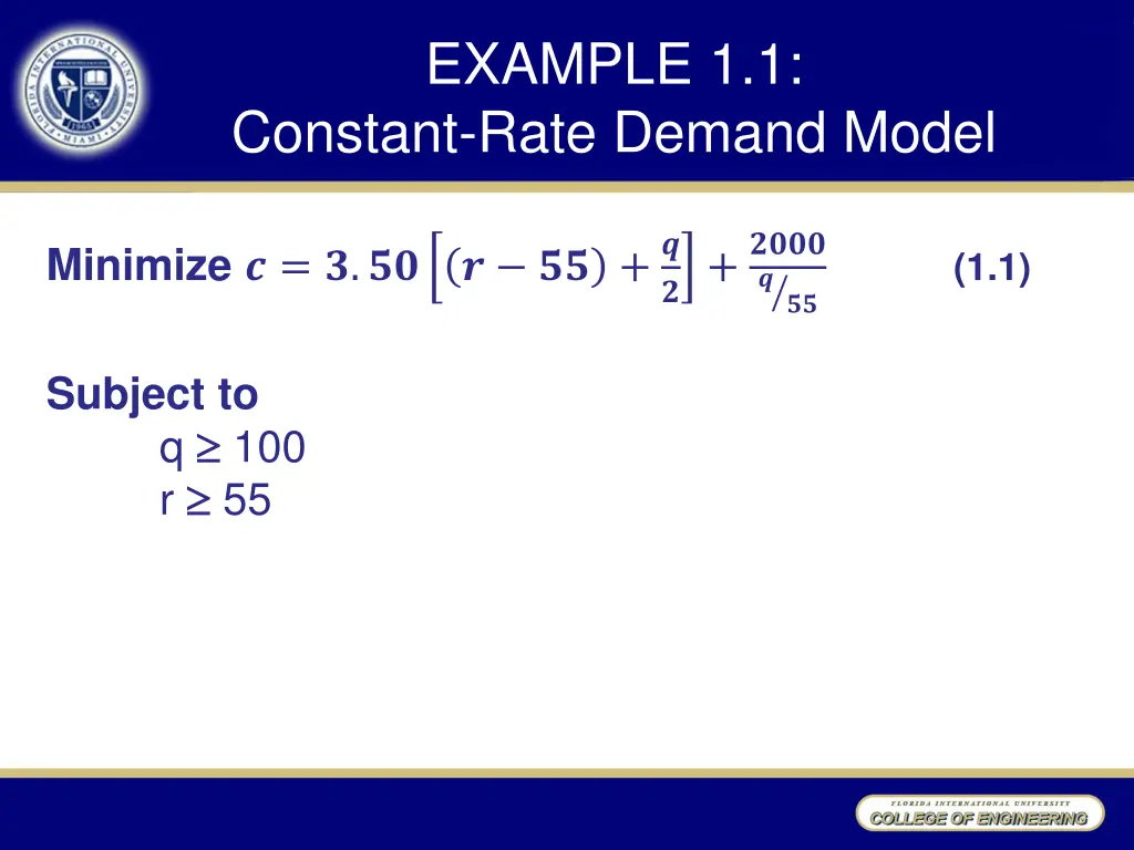 example 1 1 constant rate demand model