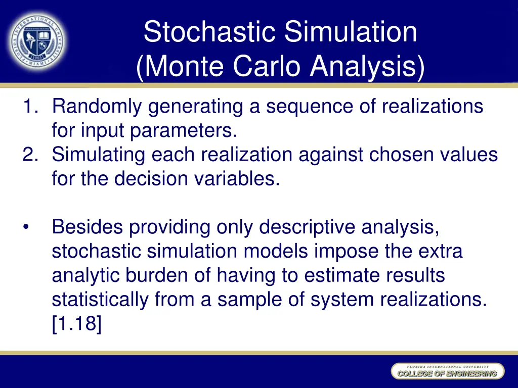 stochastic simulation monte carlo analysis