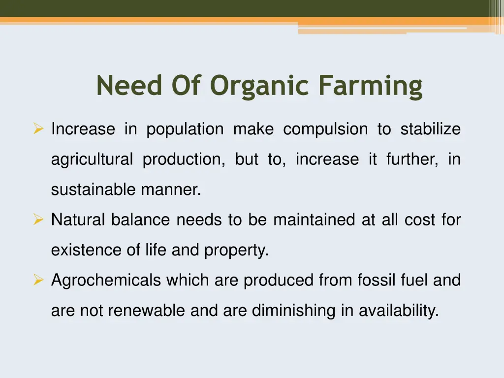 need of organic farming