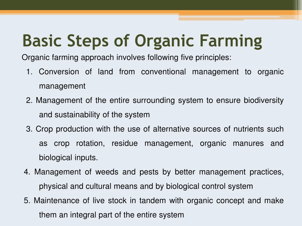 basic steps of organic farming