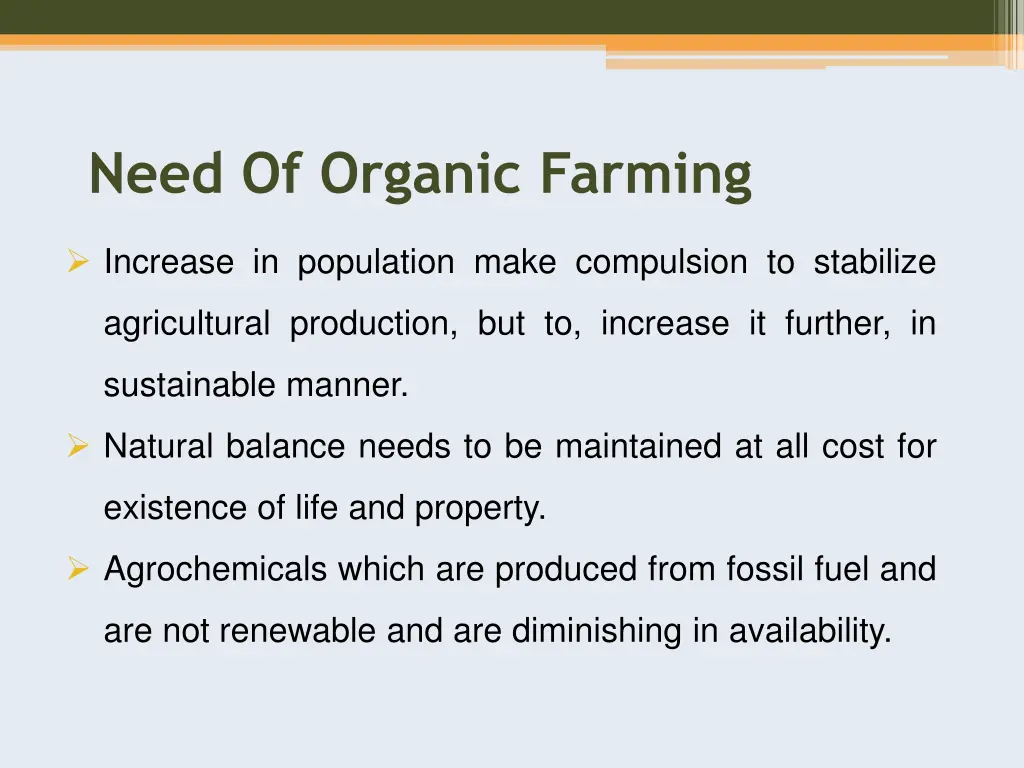 need of organic farming