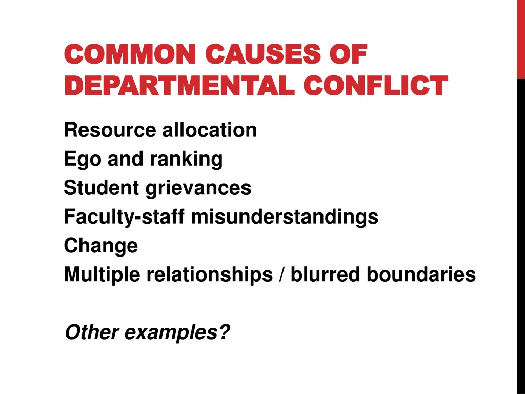 common causes of common causes of departmental