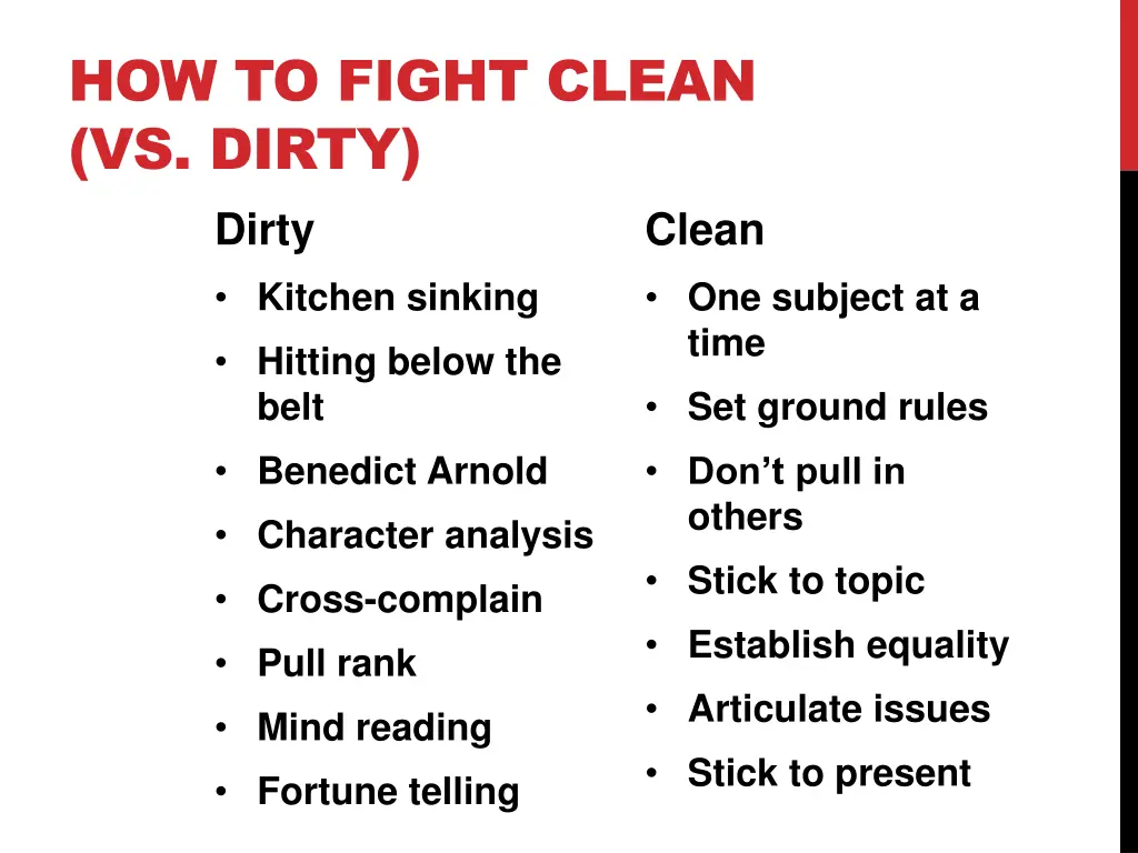 how to fight clean vs dirty dirty