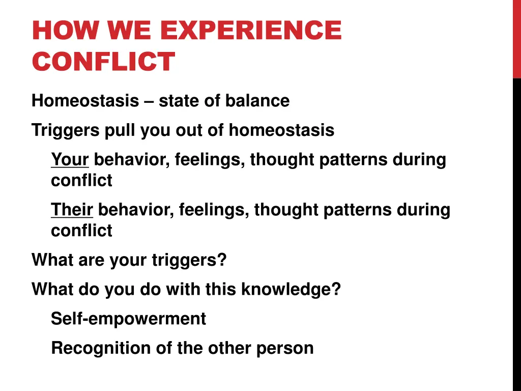 how we experience conflict