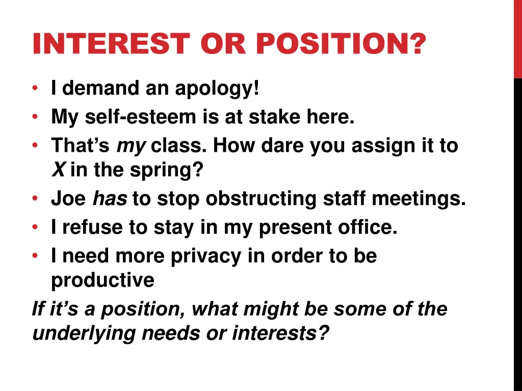 interest or position