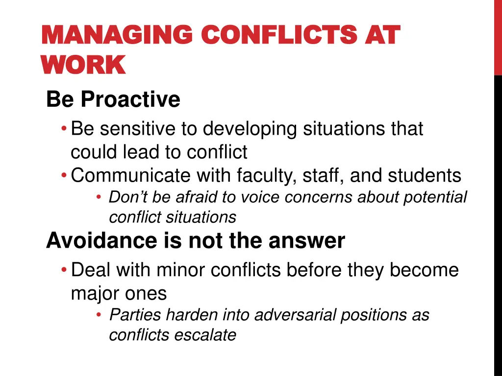 managing conflicts at managing conflicts at work
